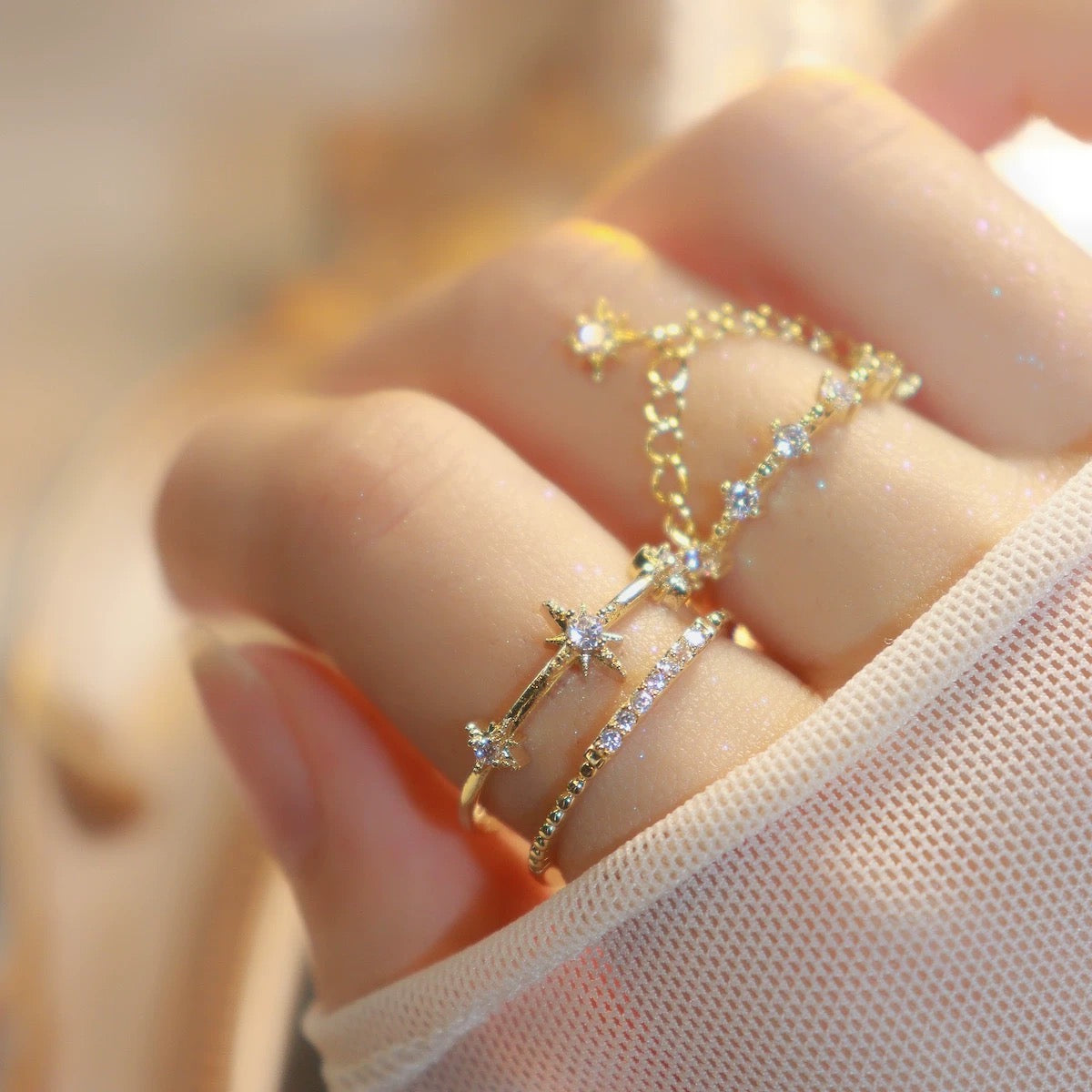 Trio Stars Double Layer Ring