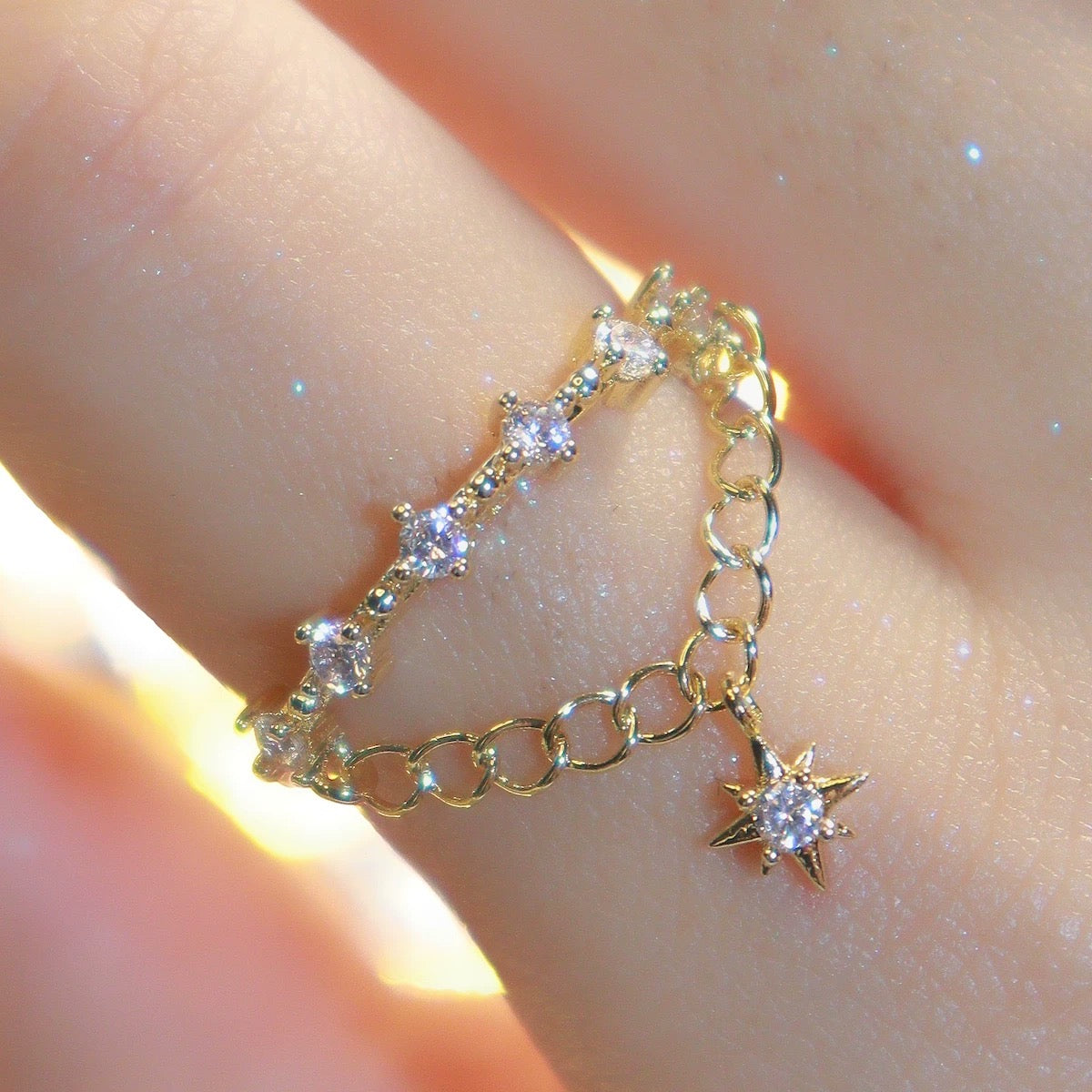 Gold Star Drop Ring