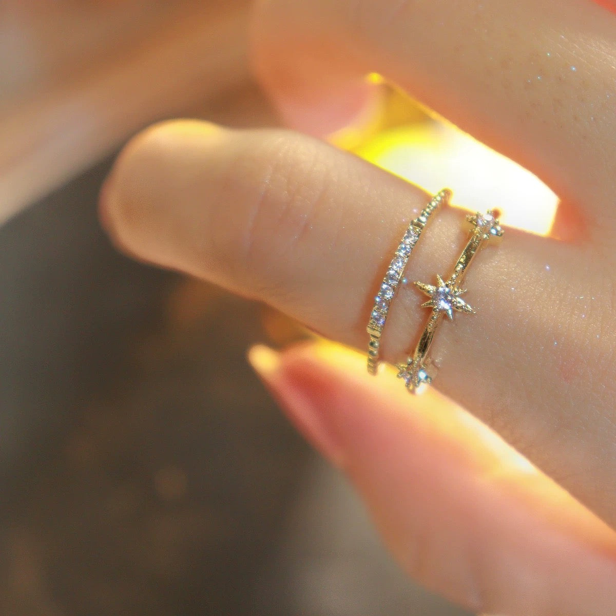 Gold Star Drop Ring