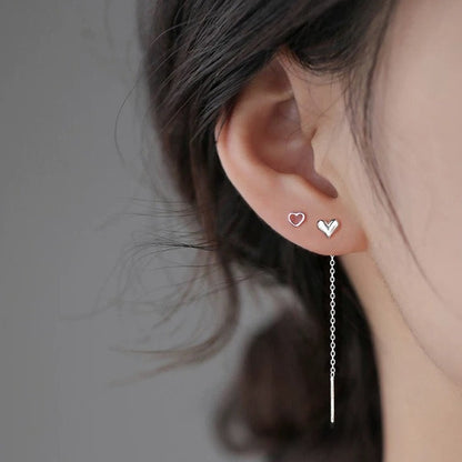 Gold Heart Threader Earrings