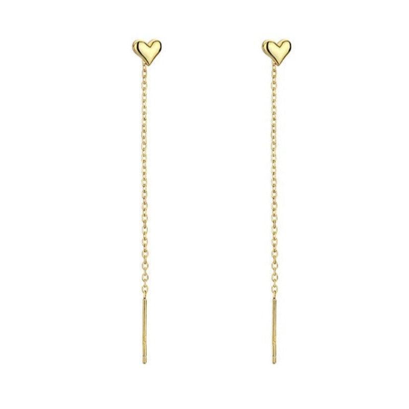 Gold Heart Threader Earrings