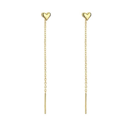 Gold Heart Threader Earrings