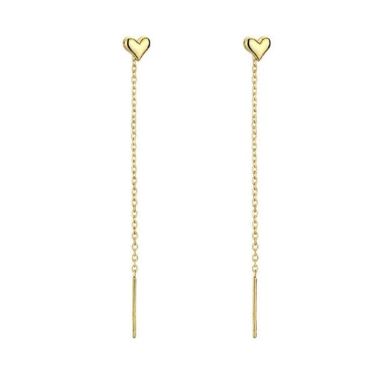 Gold Heart Threader Earrings