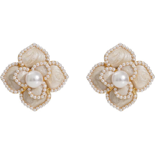 Camellia White Flower Earrings