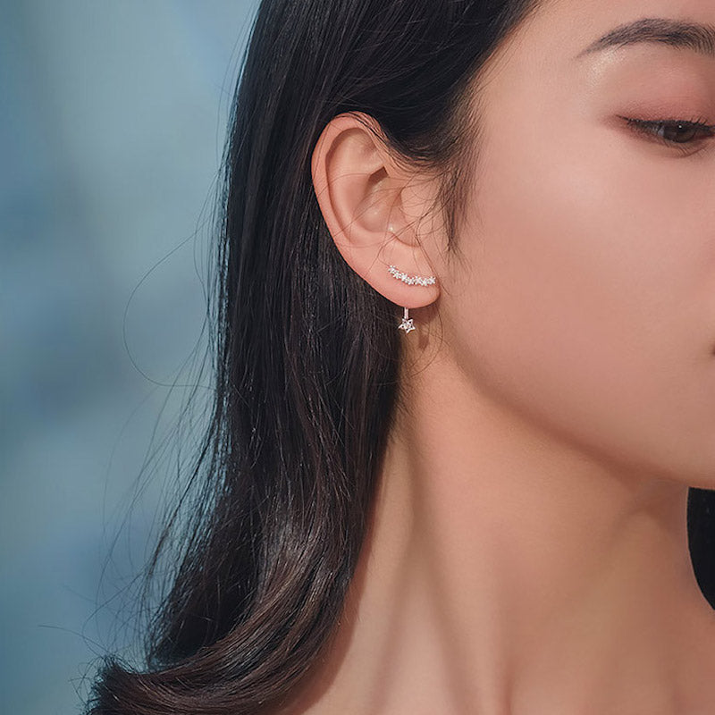 Star Ear Jacket Dangle Earrings