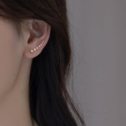 Two Ways Ear Climber Dangle Star Earrings