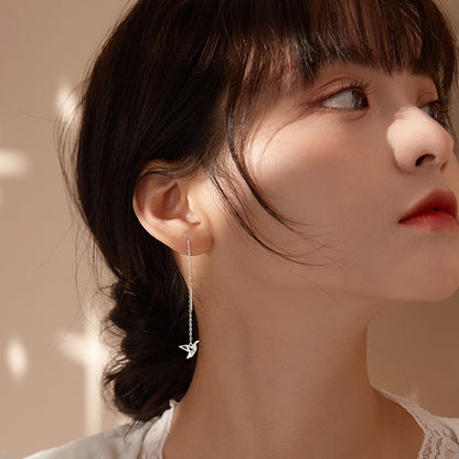 Silver Origami Threader Earrings