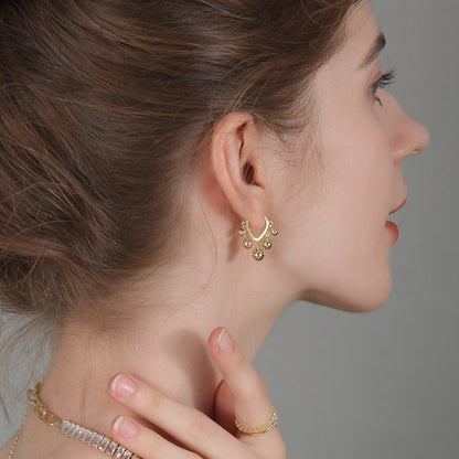 Gold Ball Hoops Earrings