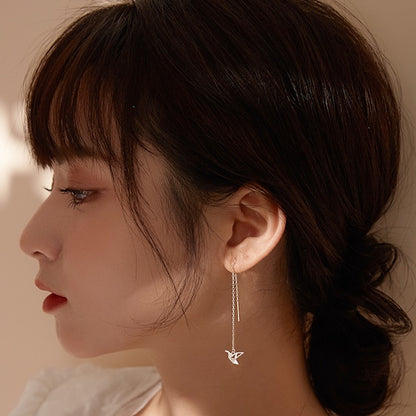 Silver Origami Threader Earrings