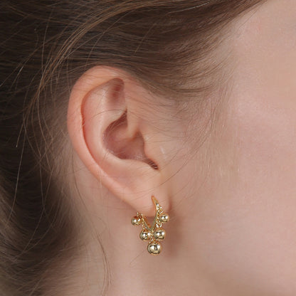 Gold Ball Hoops Earrings