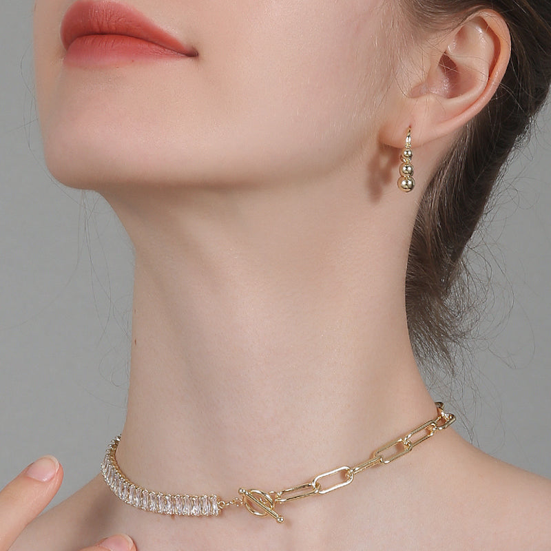Gold Ball Hoops Earrings