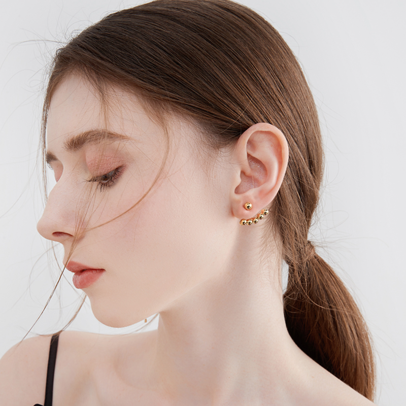 Gold Beads Ear Jacket