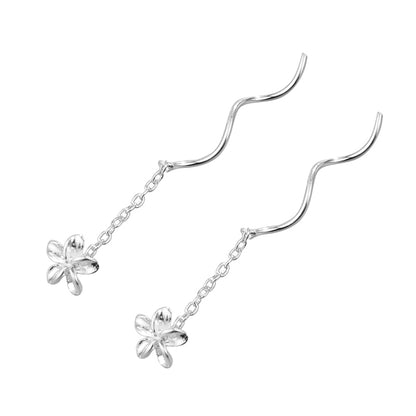 Silver Flower Twist Earrings