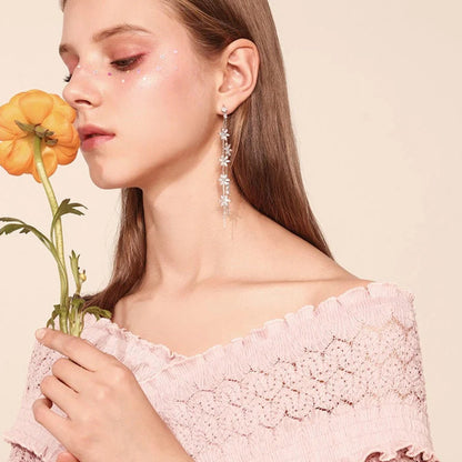 Six Crystal Flowers Earrings