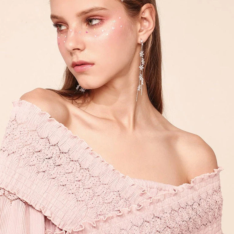 Six Crystal Flowers Earrings