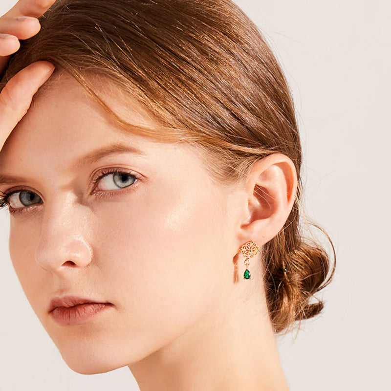 Green Gem Emerald Teardrop Earrings