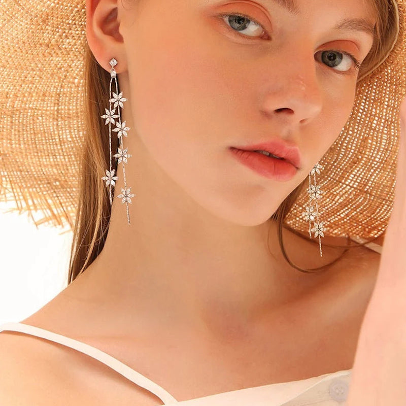 Six Crystal Flowers Earrings