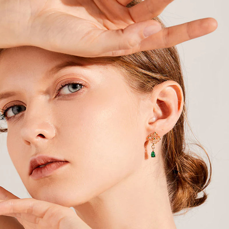 Green Gem Emerald Teardrop Earrings