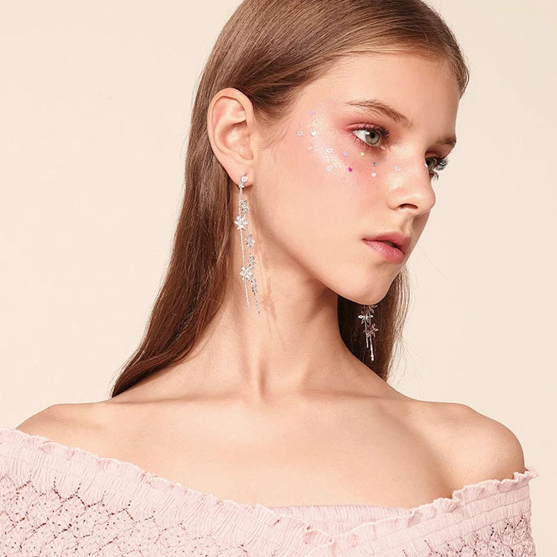 Six Crystal Flowers Earrings