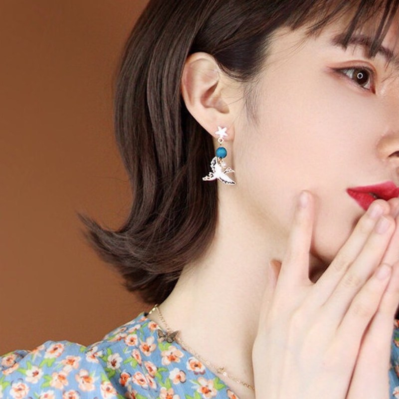 Lucky Crane Blue Earrings