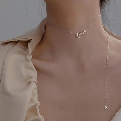 Moon and Star Necklace