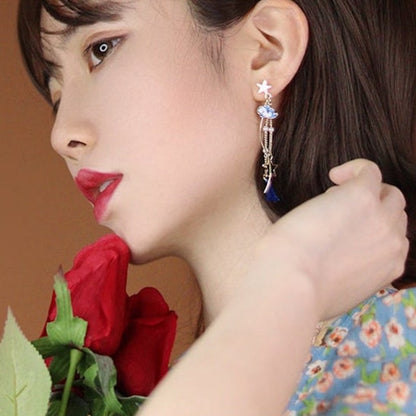 Lucky Crane Blue Earrings