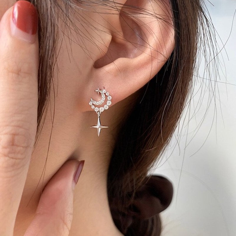 Silver Crescent Earrings