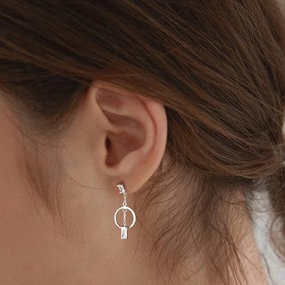 Silver C Curve CZ Drop Earrings