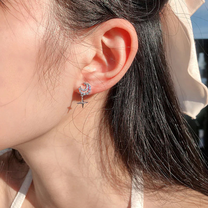 Silver Crescent Earrings