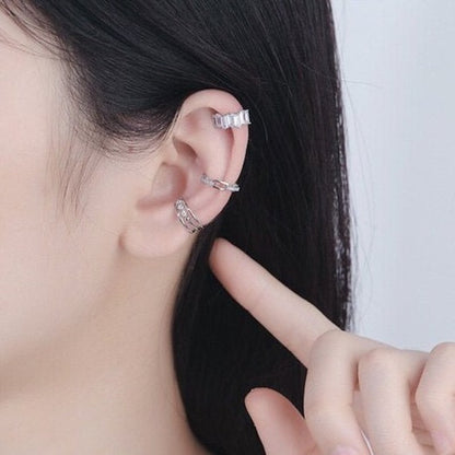 Set of 3 Silver Punk Ear Cuffs