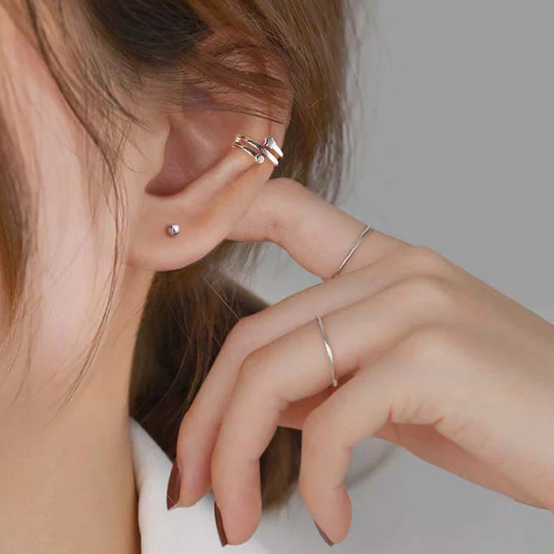Set of 2 Silver star ear cuffs