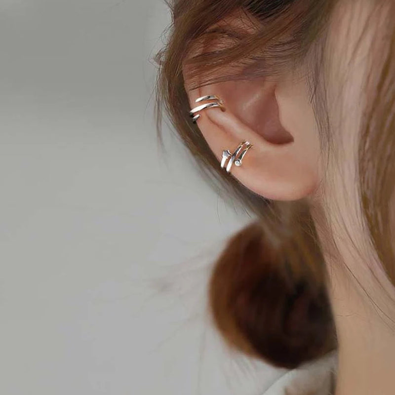 Set of 2 Silver star ear cuffs