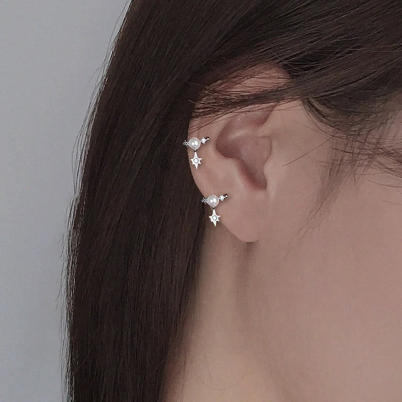 Star Drop Pearl Ear Cuff