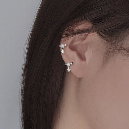 Star Drop Pearl Ear Cuff
