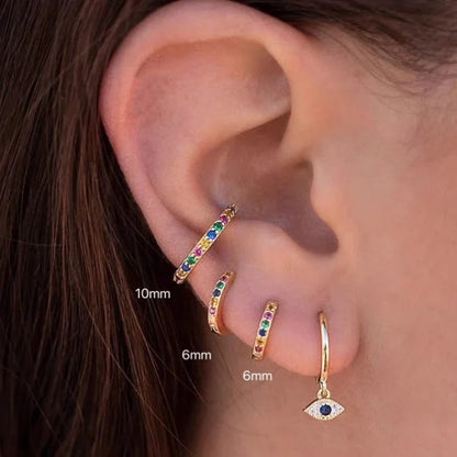 Rainbow stone hoop earrings