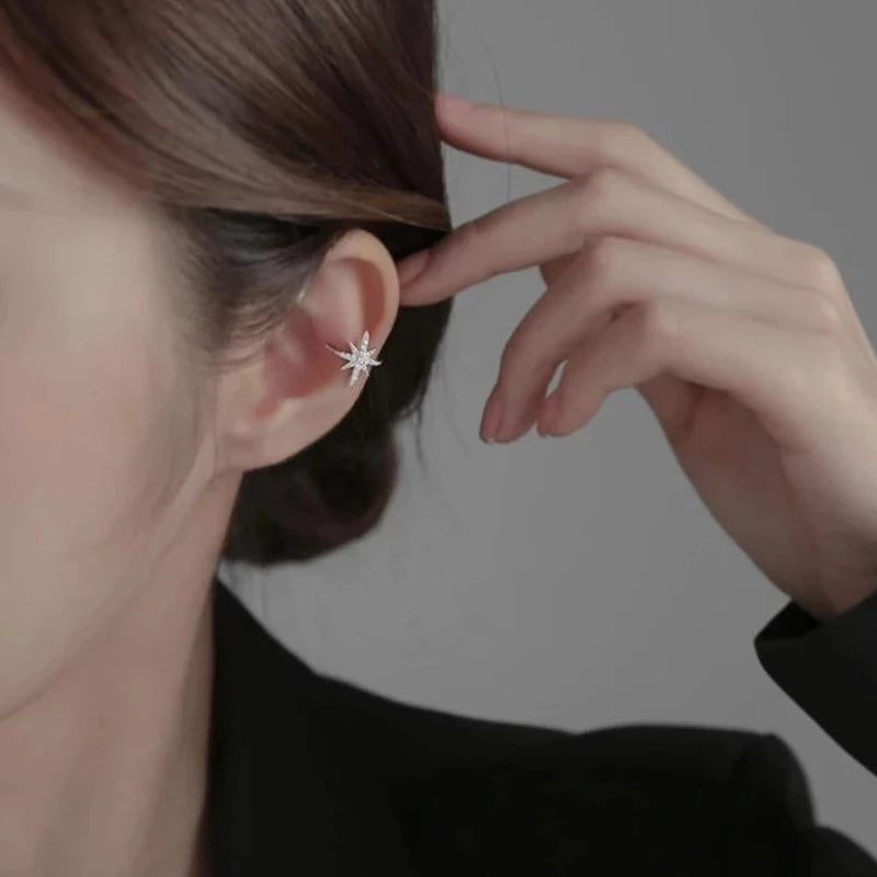 2 Pieces Silver Star Ear Cuffs