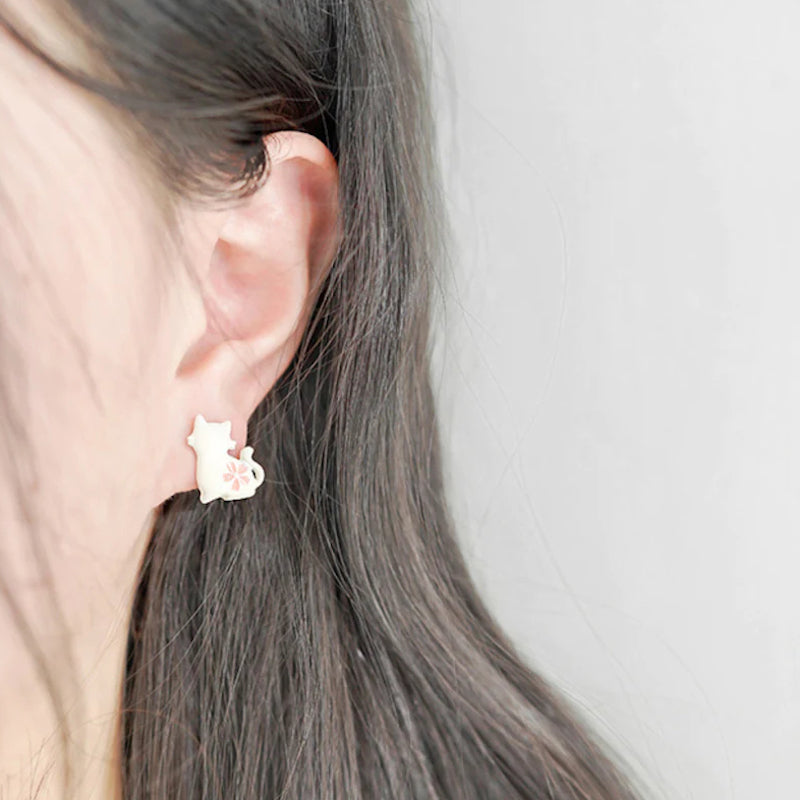 Cat and Sakura Ear Studs