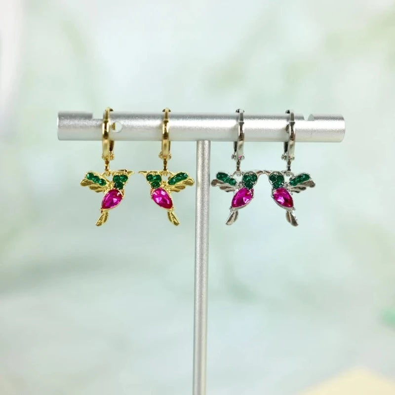 Hummingbird Hoop Huggie Earrings