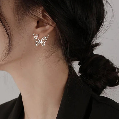 Silver Butterfly Huggie Earrings