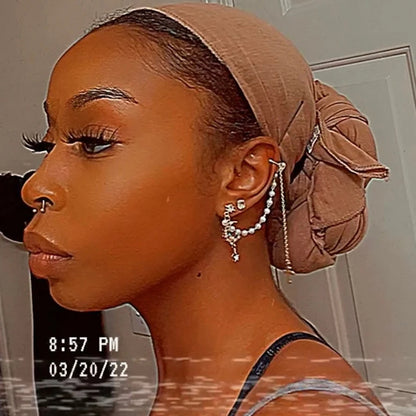 Gold Moon Ear Cuff Cross Dangle Earrings