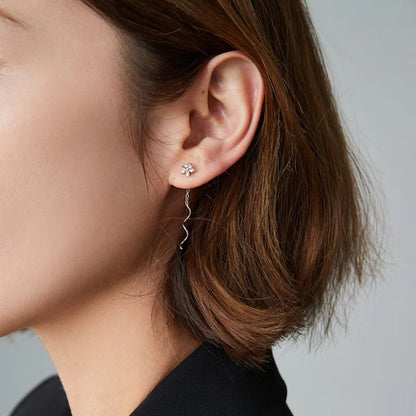 Silver Flower Twist Earrings