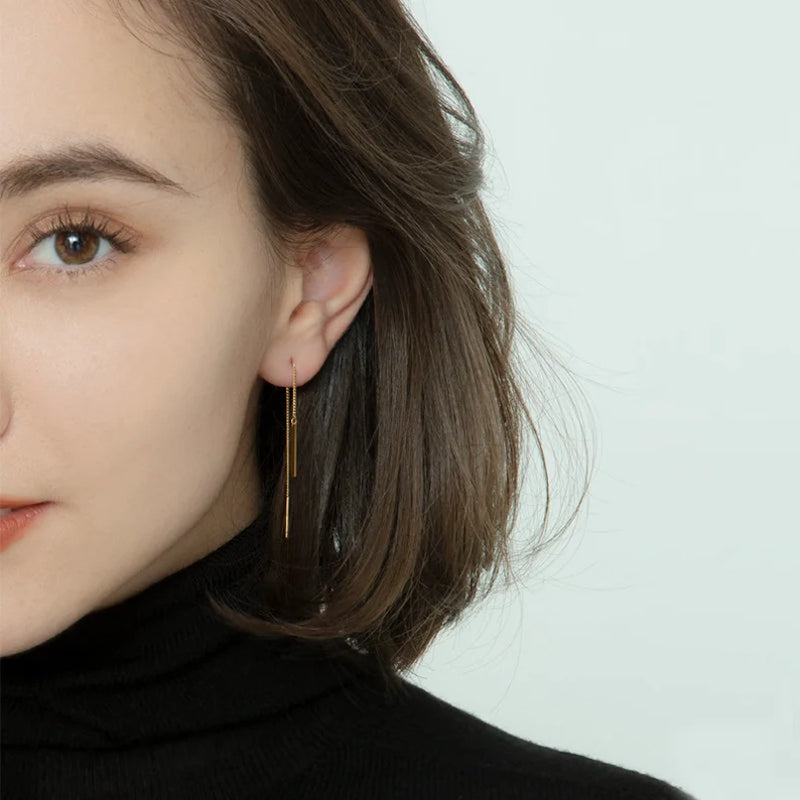 Gold Bar Threader Earrings